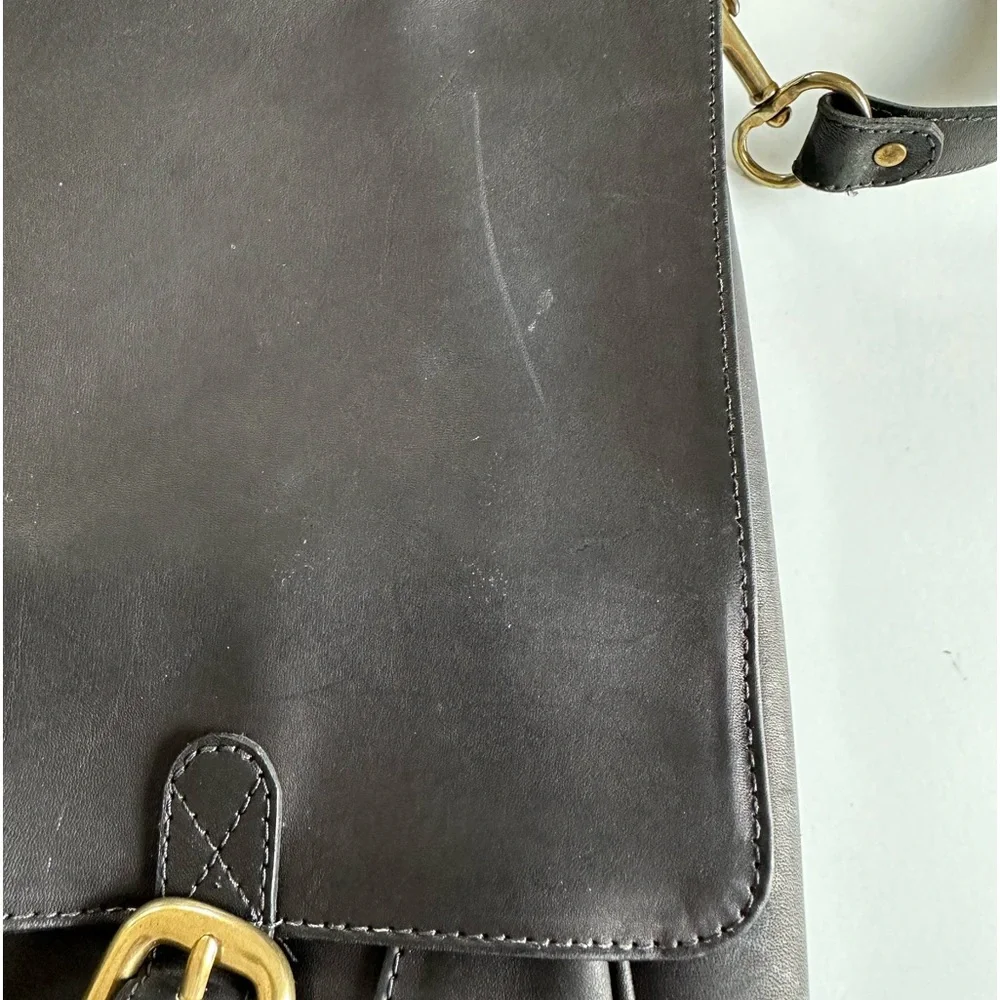 Vintage Levenger black leather messenger bag briefcase 17x12x3 17x12x3